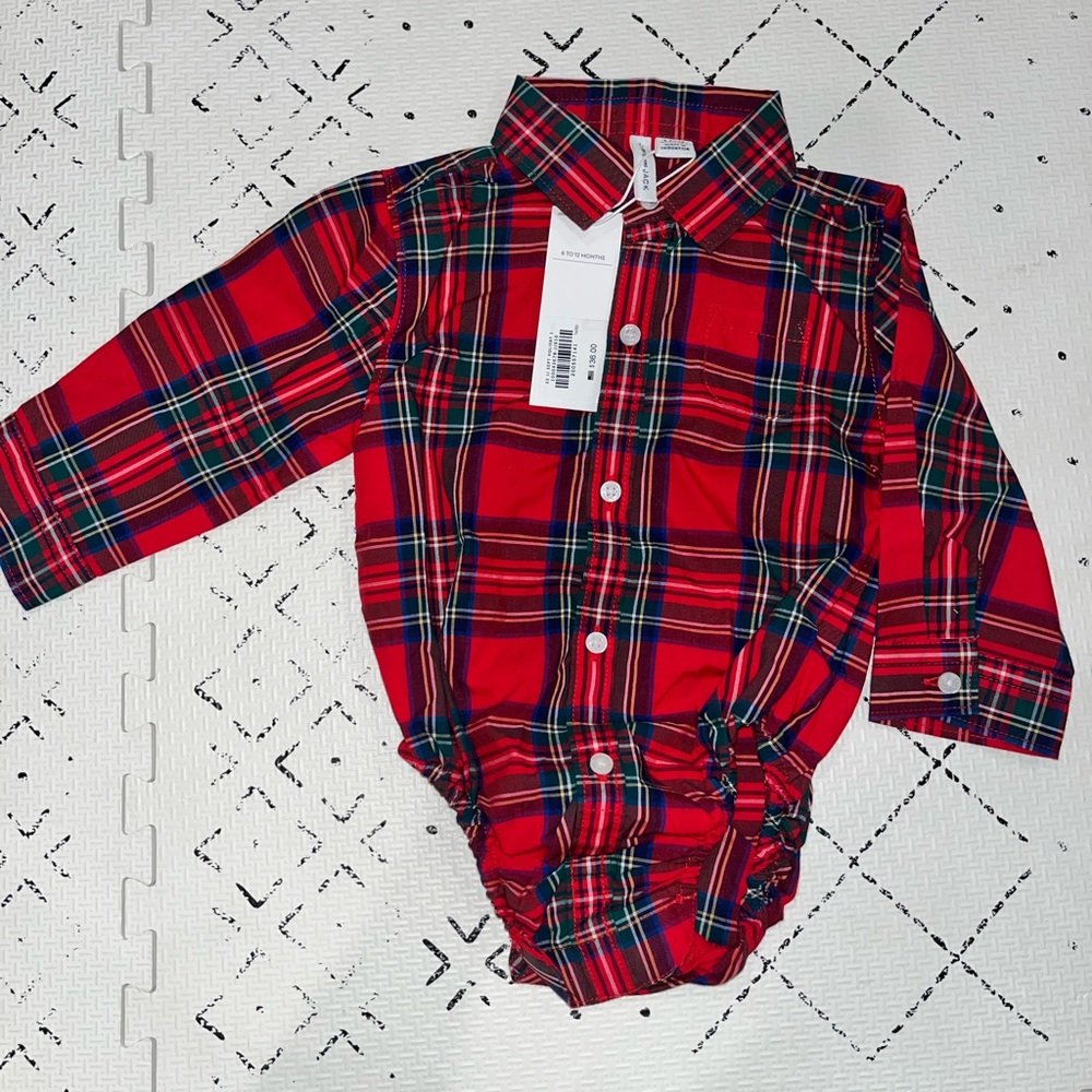 Janie and Jack Plaid Bodysuit Shirt 6-12 - Picture 2 of 3
